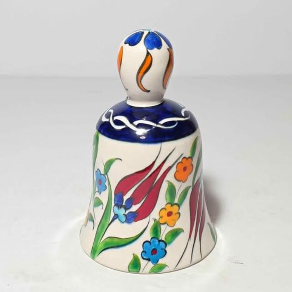Turkish Pottery Bell Handmade Red Blue